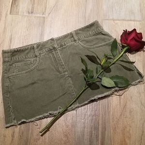 Rubbish Green Corduroy Mini Skirt